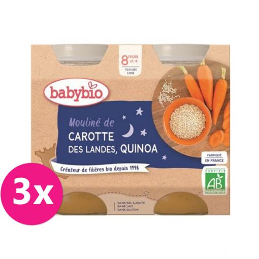 3x BABYBIO Večerné menu mrkvové Mouliné a quinoa 2x 200 g