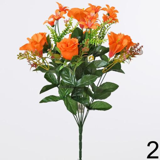 Kytica ruža + ľalia 43cm ORANŽOVÁ - Umelé kvety