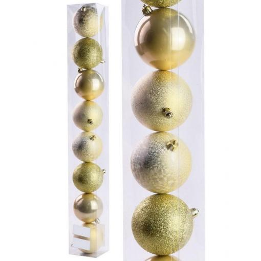 Vianočné gule plast 8cm s/8 001 zlaté - Dekorácia