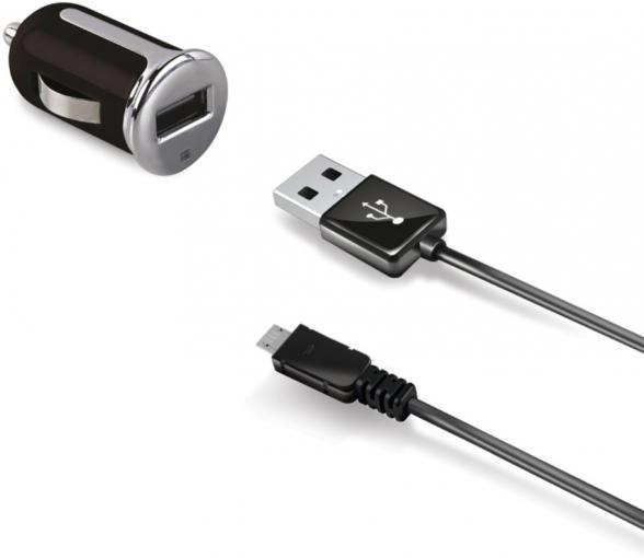 Celly Set CELLY autonabíjačky s USB konektorom a microUSB kábla, 2.4 A, čierna - Set autonabíjačky s microUSB káblom