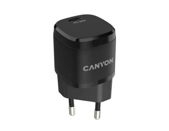 Canyon H-20 Sieťová nabíjačka s USB-C výstupom a podporou PD, 20W čierna - Univerzálny USB-C adaptér