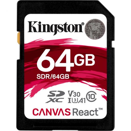 Kingston Canvas React SDXC 64GB class 10 UHS-I U3 V30 A1 (r100MB,w80MB) - Pamäťová karta SD