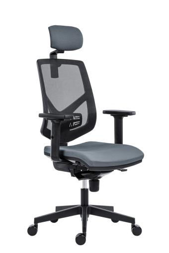 1750 SYN Skill PDH + BR06 BN 7 - kancelárska stolička s podhlavníkom,plast/látka/sieťovina BN7 čierna