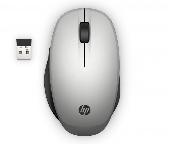 HP 300 Dual Mode Silver Mouse - Wireless-Bluetooth optická myš
