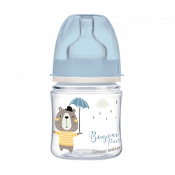 CANPOL BABIES Fľaša so širokým hrdlom Bonjour Paris 120 ml modrá