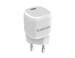 Canyon H-20 Sieťová nabíjačka s USB-C výstupom a podporou PD, 20W biela