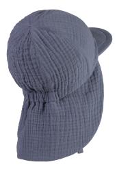 STERNTALER Čiapka so šiltom UV50+ z bavlneného mušelínu s ochranou krku modrá chlapec- 45cm 6-9 m