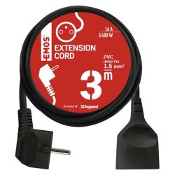 Emos 1 zásuvka 3m čierny 16A 1.5mm2