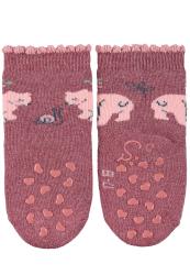 STERNTALER Ponožky protišmykové Medvedík ABS 2ks v balení light red dievča veľ. 19/20 cm- 12-18 m