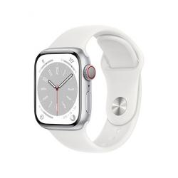 Apple Watch 8 GPS + Cellular 41mm Silver Aluminium Case with White Sport Band