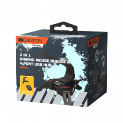 Canyon 2v1, Bungee stabilizátor kábla hernej myši + USB hub, čierny