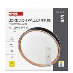 Emos ILVI, kruhové 30 W, stmievanie + CCT, čierna + drevo