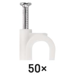 Emos Káblové príchytky 10mm biele 50ks