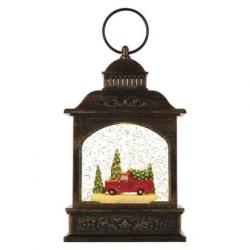 Emos LED dekorácia – vianočný lampáš s autom 21cm, 3x AA, teplá biela, časovač