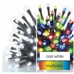 Emos LED vianočná reťaz 2v1 10m studená biela/multicolor, programy