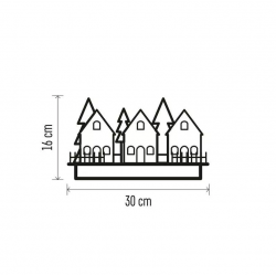 Emos LED dekorácia drevená biela – dedinka, 16cm, 2x AA, vnútorná, teplá biela, časovač
