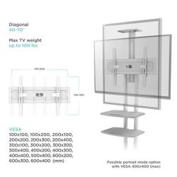 Onkron TS1552 výškovo nastaviteľný mobilný stojan pre TV 40"-70" s policami, biely, VESA 600x400  + doručenie zadarmo 