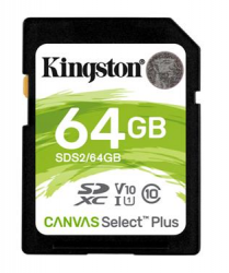 Kingston Canvas Select Plus SDXC 64GB class 10 UHS-I (r100MB,w10MB)