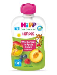 HiPP HiPPiS BIO Jablko, broskyňa, lesné ovocie 100 g, 4m+