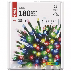 Emos LED vianočná reťaz 18m multicolor, časovač