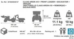 FALK FALK Šliapací traktor 2040N Claas Arion 410 s nakladačom, rýpadlom a vlečkou