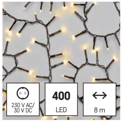 Emos LED vianočná reťaz – cluster/ježko 8m, teplá biela, časovač