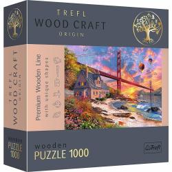 Trefl Trefl Drevené puzzle 1000 - Západ slnka nad mostom Golden Gate