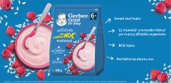 6x GERBER Kaša mliečna cereal malinová Dobrú noc 230 g