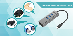 i-Tec Metal USB-C 3.1 Hub 3-Port + Gigabit Ethernet Adapter