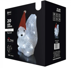 Emos Vianočná dekorácia LED veverička s časovačom 16LED