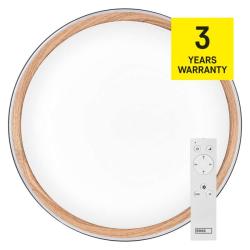 Emos ILVI, kruhové 30 W, stmievanie + CCT, čierna + drevo