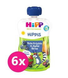 6x HIPP BIO HiPPiS Jablko-Hruška-Červené ovocie + železo 100 g, od 1 roka