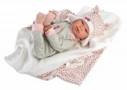 Llorens Llorens 84460 NEW BORN - realistická bábika bábätko so zvukmi a mäkkým látkovým telom - 44