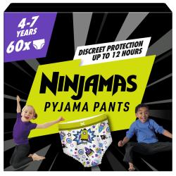 NINJAMAS Nohavičky plienkové Pyjama Pants Kosmické lode, 60 ks, 7 rokov, 17kg-30kg