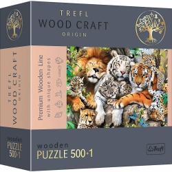 Trefl Trefl Drevené puzzle 501 - Divoké mačky v džungli