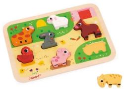 Janod Janod Drevené vkladacie puzzle pre najmenších Farma Chunky