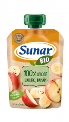 SUNAR BIO ovocná kapsička jablko, banán 4m+, 100 g