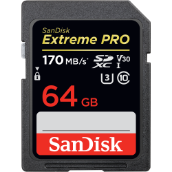 SanDisk Extreme Pro SDXC 64GB Class 10 UHS-I U3 V30 (r170MB,w90MB)