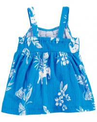 CARTER'S Šaty Blue Floral dievča 18m