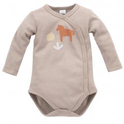 PINOKIO Body zavinovacie dlhý rukáv Wooden Pony z organickej bavlny beige veľ. 56