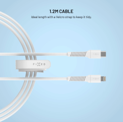 FIXED Liquid silicone kábel USB-C to Lightning PD 1.2m biely