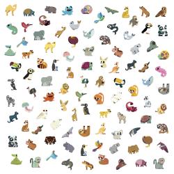 Janod Janod Stickers Samolepky Exotické zvieratá 100 ks od 3 rokov