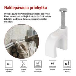 Emos Káblové príchytky 10mm biele 50ks