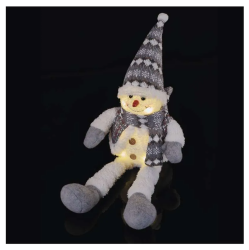 Emos LED vianočný snehuliak sediaci, 31cm, 3×AA, vnút., teplá biela