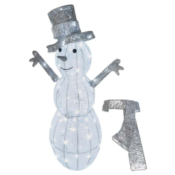 Emos LED vianočný snehuliak ratanový, 82cm, vnútorný, studená biela, časovač