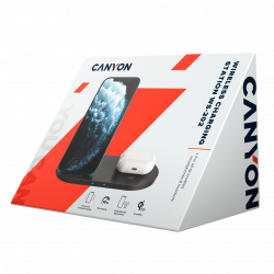 Canyon WS-202 - 2v1, bezdrôtová Qi nabíjacia stanica pre 2 zariadenia simultánne