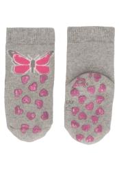 STERNTALER Ponožky protišmykové na lozenie Motýlik a Lienka ABS 2ks sivá dievča veľ.18 6-12m