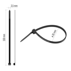 Emos A2843 Sťahovacie pásky čierne 150×3.5mm 100ks