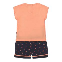 DIRKJE Set 2.d tričko kr. rukáv + nohavice neónová oranžová dievča veľ.86