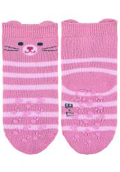 STERNTALER Ponožky protišmykové Mačička ABS 2ks 3D ušká light grey dievča veľ. 19/20 cm- 12-18 m